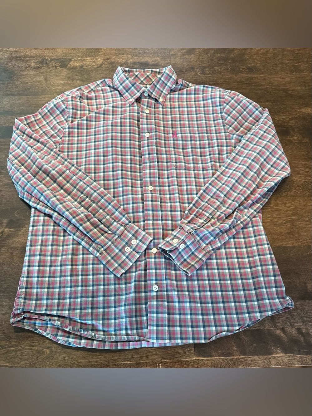 johnnie-O Pink & Blue Plaid Long-Sleeve Button-Down Hanging Out Shirt